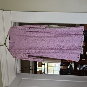 NWT Caroline Rose | Lace Round Neck 3/4 Sleeve Shift Dress Orchid| Size S